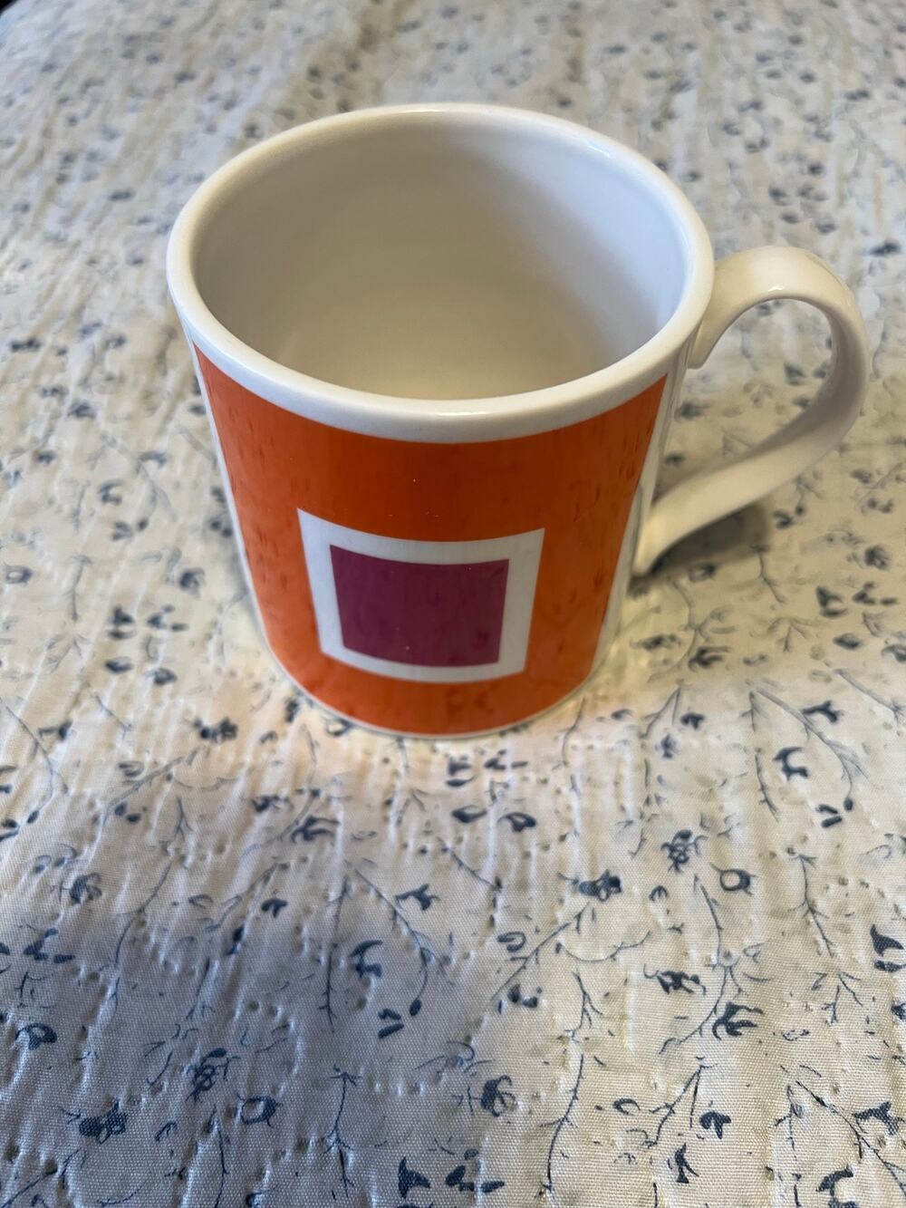 Jonathan Adler Happy Chic Mug Orange Purple Geometric Square Coffee Tea Cup